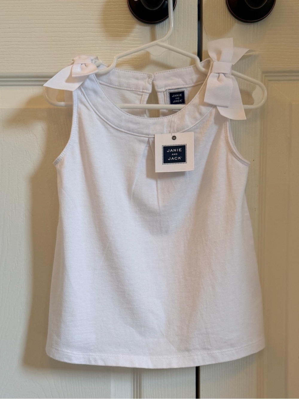NWT Janie and Jack White bow Shoulder Girls' Tank Top size 3